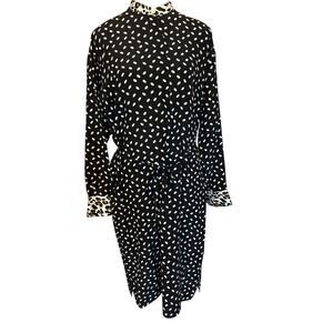 ROSSO35 | 100% Silk Polka Dot Animal Print Belted Dress | 46 (US 12)
